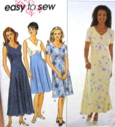 8504  Simplicity FLARE EMPIRE DRESS SLVS OR NOT LENGTHS PATTERN 14-18, 20-24